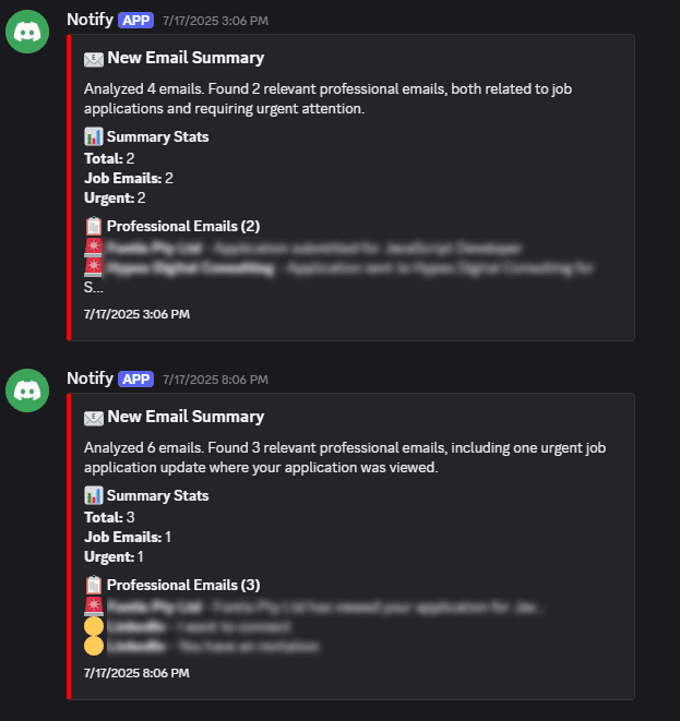 Inbox Automation & Alert System interface